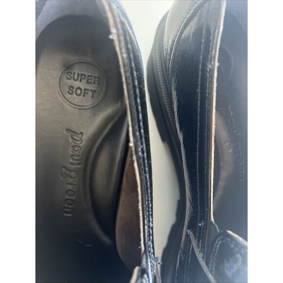 Paul Green Black Penny Loafers Patent Leather Chunky Lug Sole Size 10 Preppy - Picture 3 of 9